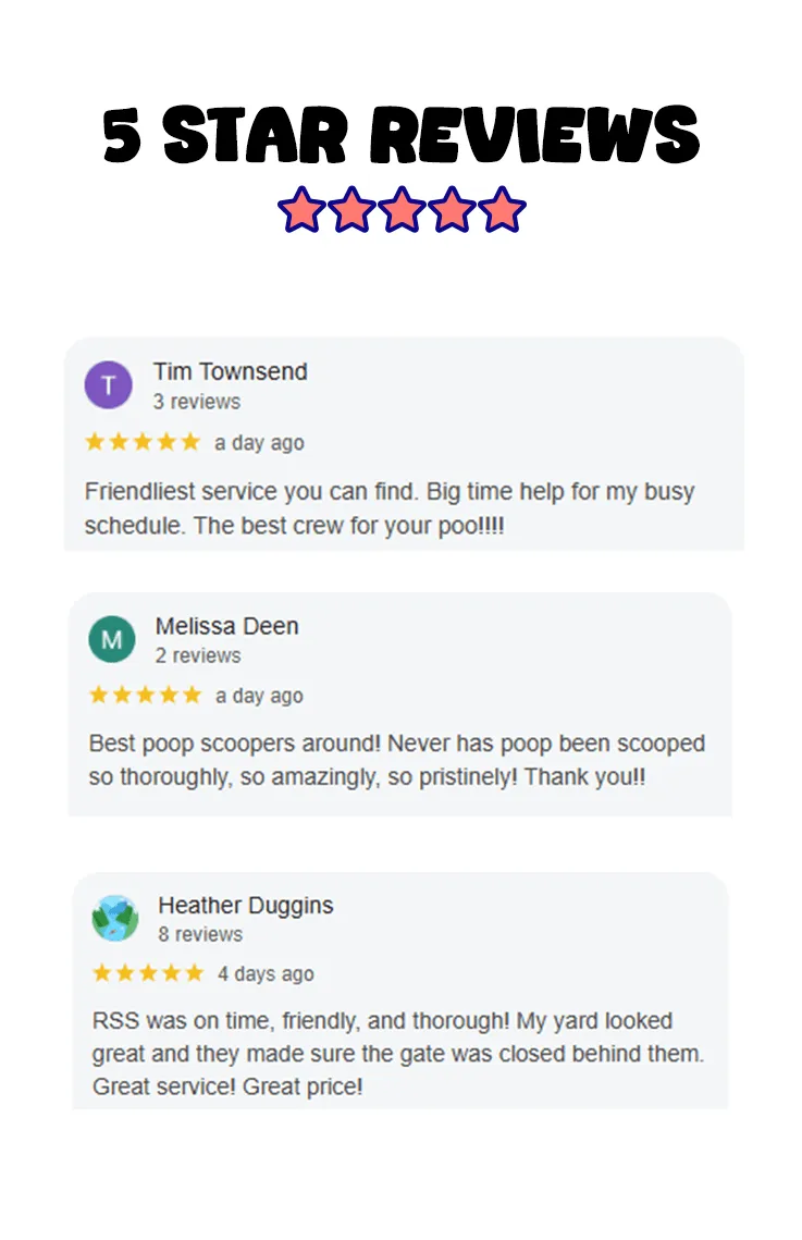 three 5-star reviews from google about great service